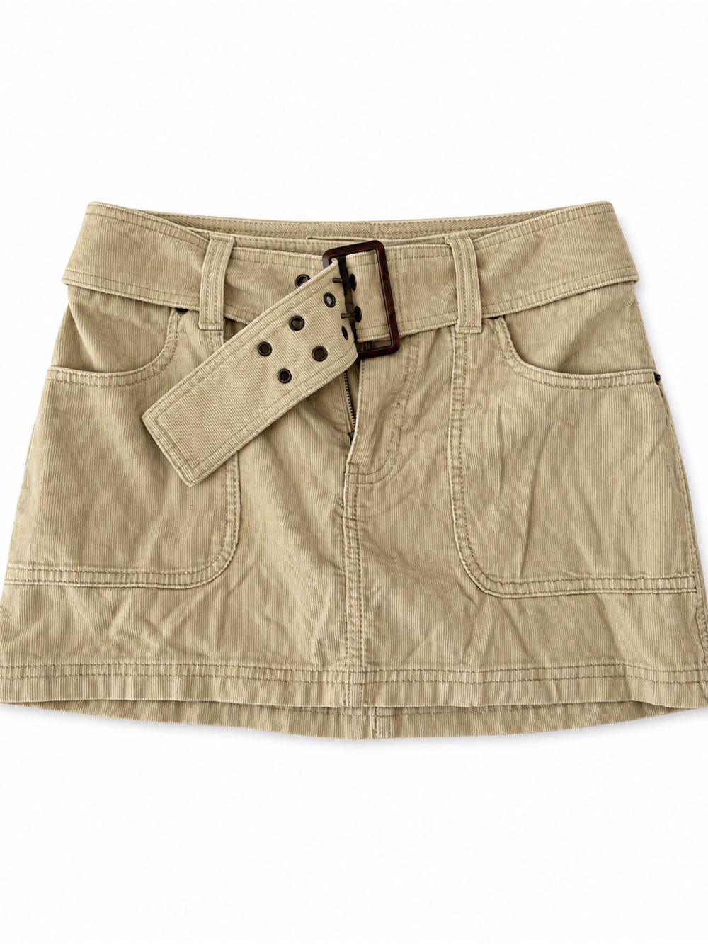 Abercrombie & Fitch Khaki Mini Skirt with Attached Belt